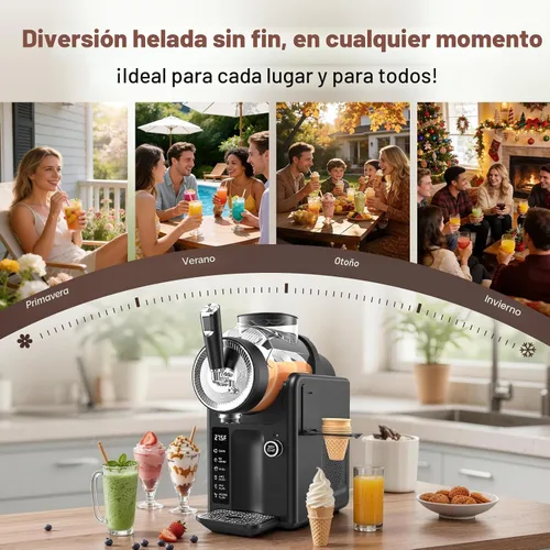 Miniatura 8 de SYINTAO Máquina de granizado no necesita hielo, 2 en 1 para bebidas congeladas y helados suaves, máquina de granizado autoenfriable con 5