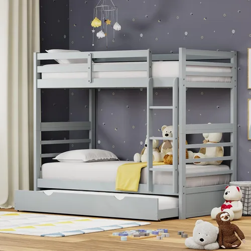 Miniatura 14 de Glenwillow Home Litera Plana de madera maciza individual sobre cama matrimonial, color espresso