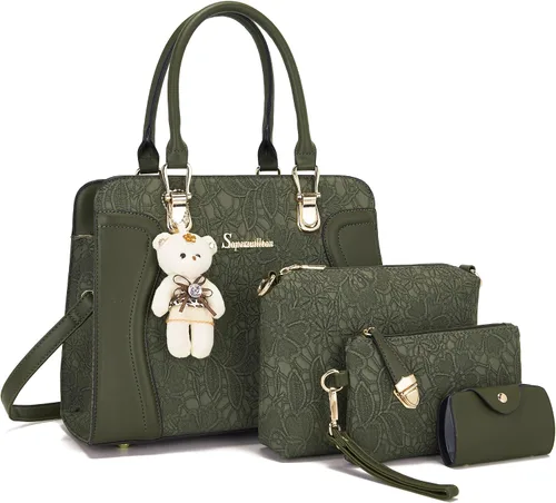 Miniatura 14 de Bolsos de mano de moda para mujer, bolsa de hombro, asa superior, bolsa de mano, juego de 4 piezas