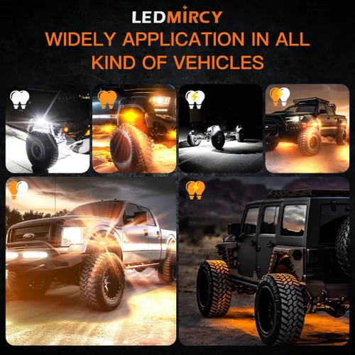 Miniatura 7 de Kit de Luces de Roca Switchback LEDMIRCY Estroboscópicas Blancas y Ámbar 12 Módulos 6 Modos Función de Memoria Función de Reinicio con Arnés