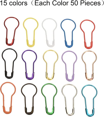 Miniatura 3 de MECCANIXITY Broches de seguridad para bombillas, 0.866 in, 15 colores, de metal de calabaza, para coser, para cobijas, manualidades, broches, 750