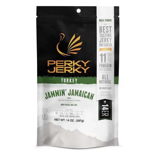 Miniatura 10 de Perky Jerky Carne seca original 100% alimentada con pasto, 14 onzas, libre de antibióticos, 0.35 onzas de proteína por porción, baja en grasa, hecha