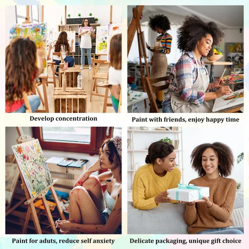 Miniatura 6 de Kit de pintura por números para adultos con marco de madera, kit de pintura por números de flores silvestres para adultos, kit de pintura acrílica