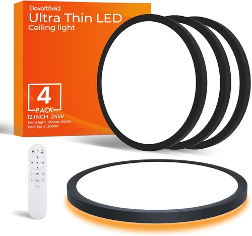 Miniatura 12 de Lámpara de techo LED regulable con control remoto, 24 W, 2640 lúmenes, 12 pulgadas, luz nocturna cálida de 2000 K y 3000 K-6500 K, moderna lámpara