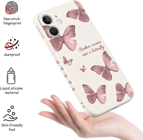 Miniatura 4 de LEECG Funda para iPhone 12 Mini, diseño creativo con estampado floral de mariposa de astronauta, funda antiarañazos de microfibra suave, funda