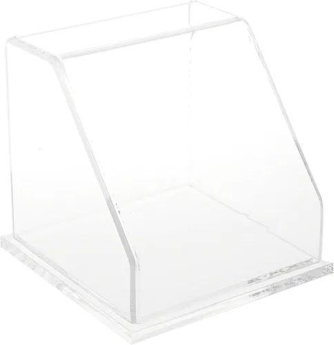 Miniatura 5 de Plymor Vitrina frontal inclinada de acrílico transparente con base de madera dura, 6 "x 6" x 6