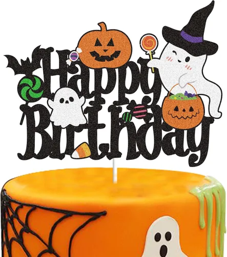 Decoración de pastel de feliz cumpleaños, decoración de Halloween, decoración de Halloween, casa fantasma, calabaza, caramelo, murciélago, Fantasma