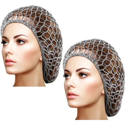 Miniatura 8 de Waydress 2 redes para el cabello para mujeres, trabajadoras de servicio de alimentos para dormir, gorra de pelo largo de malla de ganchillo