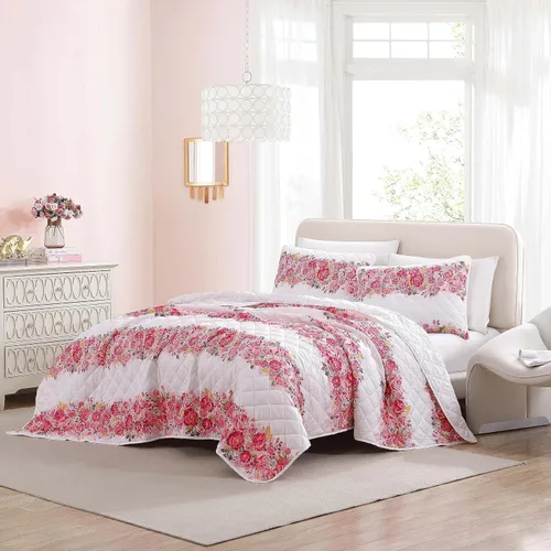 Miniatura 7 de Betsey Johnson - Juego de edredón Queen, ropa de cama reversible de microfibra cepillada con fundas a juego, decoración del hogar cosida