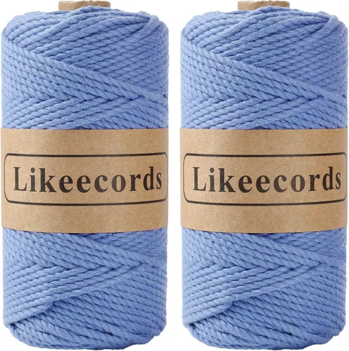 Miniatura 24 de Likeecords Cordón de algodón para macramé de 3mm x 100 metros, hilo torcido de 3 hebras, cuerda de macramé, hilo de algodón para macramé, cuerda