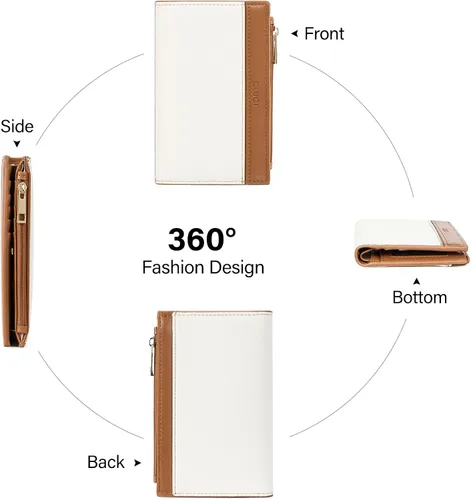 Miniatura 7 de CLUCI Cartera RFID para mujer de cuero PU pequeña, cartera de mujer con bloqueo, cartera de señoras con bolsillo para tarjetas de crédito, Beige