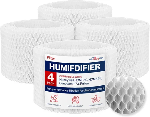 LifeSupplyUSA Filtro A Mecha de repuesto para filtro humidificador compatible con Honeywell HCM350, HCM645, Sunbeam 1173, Relion WA-8D, Kaz 3020,