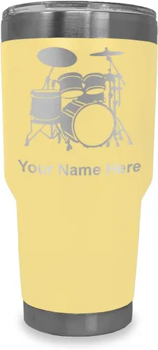 Miniatura 41 de LaserGram Vaso aislado al vacío de 20 onzas, juego de batería, grabado personalizado incluido (negro)
