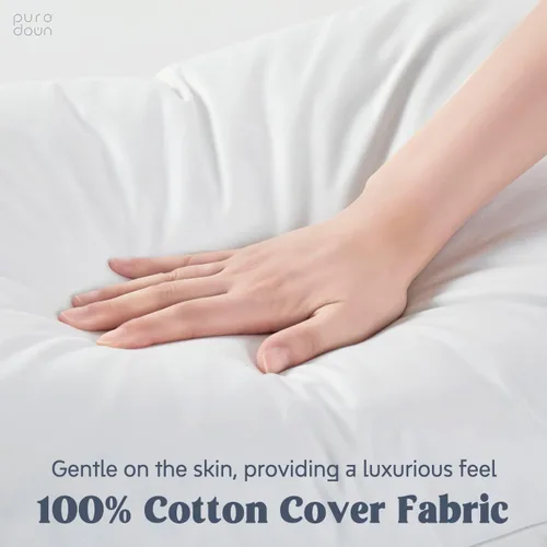 Miniatura 3 de puredown® Almohadas de Plumas y Plumón de Ganso para Dormir, Almohadas de Cama Suaves para Dormir con Funda de Algodón 100%, Juego de 2, Tamaño King