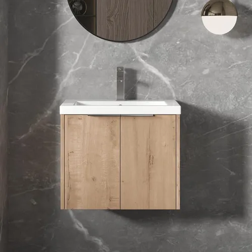 Miniatura 13 de Juego de tocador de baño de 30 pulgadas con lavabo montado en la pared, diseño moderno, gabinete de montaje flotante, tocador de baño con fregadero