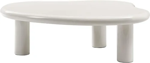Miniatura 9 de HULALA HOME Mesa de centro moderna inspirada en la nube con parte superior lacada asimétrica, patas ajustables y esquinas redondeadas, mesa central