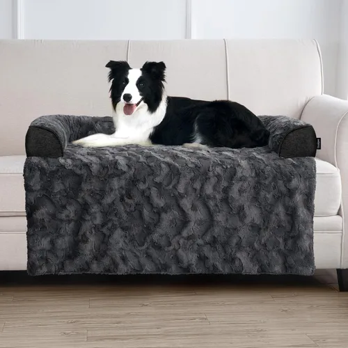 Miniatura 12 de Cama calmante para perros grande para sofá, funda de sofá extraíble de 41 x 37 pulgadas para perros, lavable, antideslizante y esponjosa de felpa