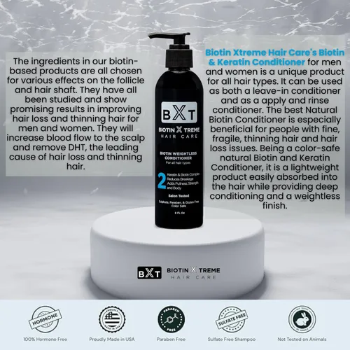 Miniatura 3 de Biotin X Treme - Acondicionador natural para el crecimiento del cabello con biotina y queratina para adelgazar el cabello, fortalece, suaviza