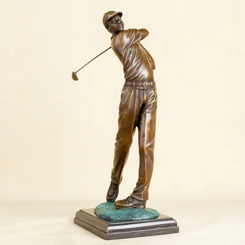 Miniatura 16 de Escultura de golfista Estatua de bronce Estatua de golf Escultura Golfista Decoración Artes Regalos Centro de mesa Estatua del hogar Chica golfista