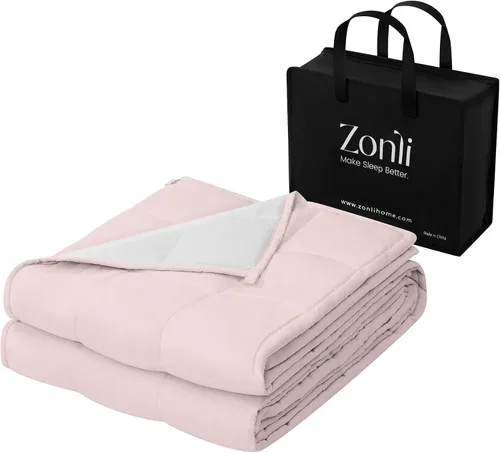 Miniatura 11 de ZonLi Manta pesada para adultos (48 x 72 pulgadas, 12 libras, verde oscuro) manta pesada de enfriamiento de alta transpirabilidad, material suave