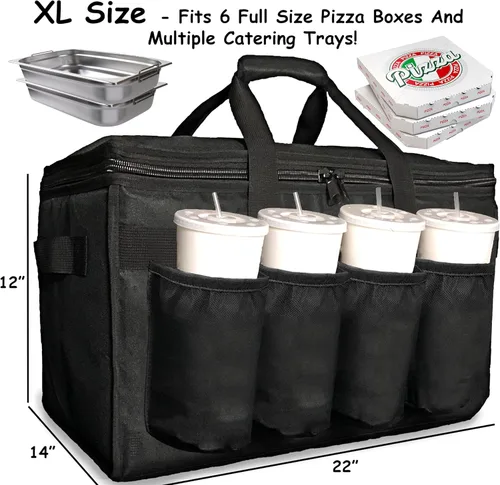 Miniatura 5 de FRESHIE Bolsa térmica para entrega de alimentos con portavasos/bebidas Premium, para Doordash, Uber Eats, Grubhub, bolsa de pizza, catering