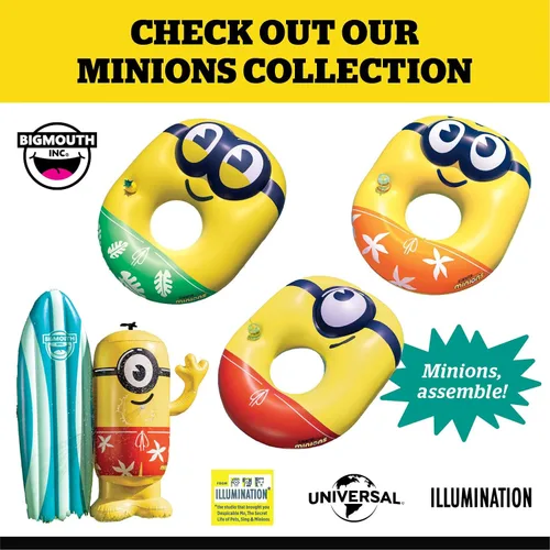 Miniatura 5 de Balsa flotante gigante de Minions para piscina, flotador de agua inflable con diseño de Minions con licencia, piscina y lago duraderos para niños