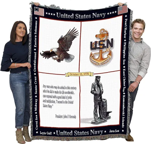 Miniatura 19 de Pure Country Weavers PCW - Manta familiar de la Marina de los Estados Unidos, manta militar de regalo para la parte posterior del sofá o sofá