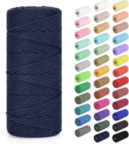 Miniatura 94 de Cordón de macramé de 0.079 in x 380 yardas (1140 pies), cuerda de algodón natural para colgar en la pared, ganchos de plantas, manualidades, Beige