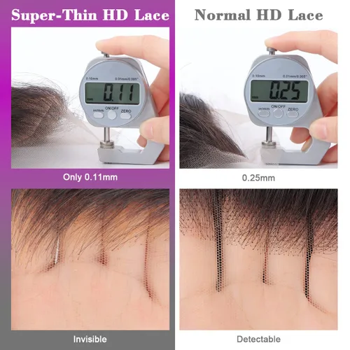 Miniatura 4 de Encaje frontal HD real de 13 x 4 pulgadas, ultra fino, encaje suizo HD, nudos blanqueados, cierre frontal, cabello humano virgen prearrancado
