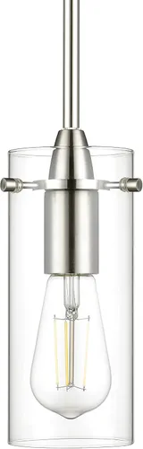 Lámpara colgante de un solo foco Linea di Liara Effimero LL-P315-BLK, negra, con cilindro de vidrio transparente