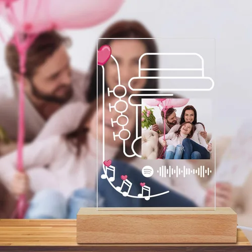 Miniatura 12 de Placa de arte musical personalizada con luz nocturna escaneable, cubierta de álbum de fotos, lámpara LED, regalo personalizado para el día