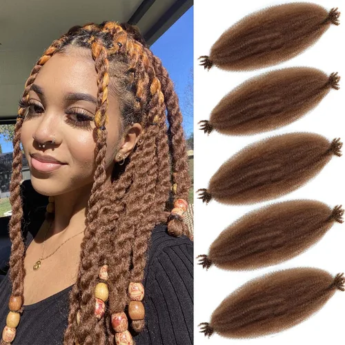 Miniatura 34 de Cabello afro trenzado elástico de 24 pulgadas 3 paquetes Cabello afro trenzado elástico Cabello afro para trenzado en crochet (24 pulgadas