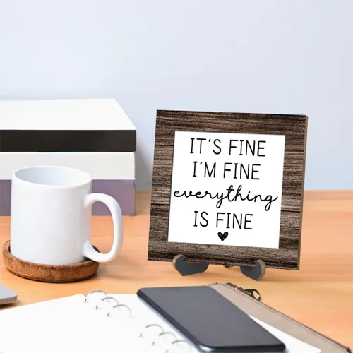 Miniatura 4 de Divertido letrero de madera con soporte, regalo de letrero de madera fina, decoración de placa de madera inspiradora para decoración de estantes