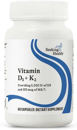 Seeking Health Vitamina D3 + K2 – Sistema inmunológico y apoyo a la salud ósea con vitamina D3 (colecalciferol) y vitamina K2 (menaquinona-7) –