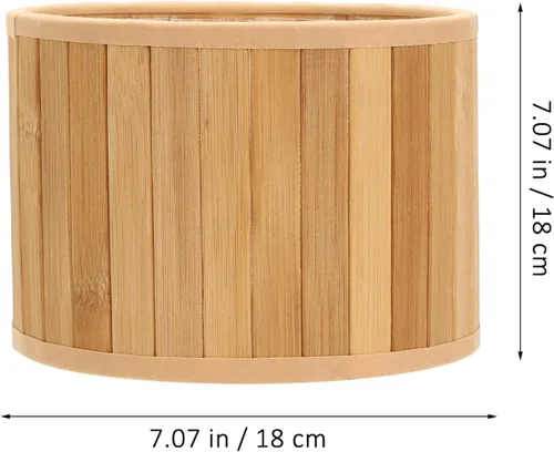 Miniatura 2 de Beaupretty Pantalla de lámpara de bambú - Cubierta de enchufe de luz E14/E27 - Reemplazo para lámparas de mesa y mesita de noche