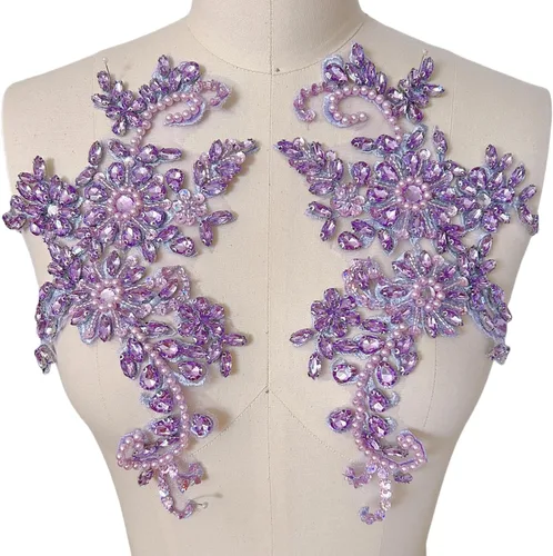 Miniatura 11 de Disfraces de costura, parches y apliques de encaje, adorno de decoración de pecho con cristales acrílicos de cristal, diamantes de imitación