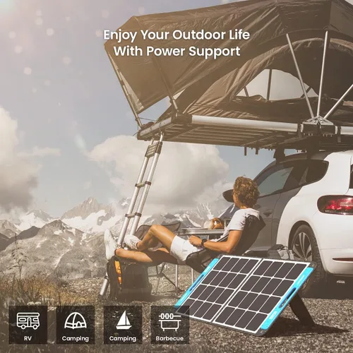 Miniatura 5 de XTAR Panel solar SP100 de 100 W, panel solar portátil de energía solar, panel solar plegable con cargador independiente, panel de energía solar