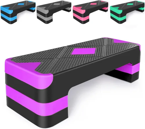 Escalón aeróbico ajustable para entrenamiento en fitness y ejercicio, plataforma de entrenamiento de 3 ajustes, altura ajustable de 4 a 6 a 8