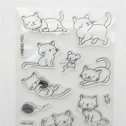 Miniatura 5 de DzIxY Word Happy Purrrthday - Juego de sellos transparentes y troqueles de corte de metal para hacer tarjetas, álbumes de recortes, suministros de 17