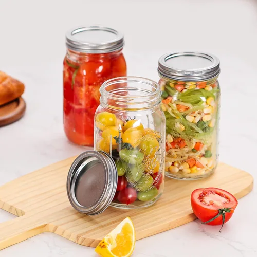 Miniatura 5 de Frascos Mason de 32 oz de Boca Ancha - Paquete de 12 Frascos de Vidrio Mason de Cuarto de Galón con Tapas Herméticas y Bandas para Enlatado