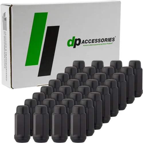 DPAccessories Tuercas negras 1/2-20 para ruedas de posventa, extremo cerrado XL Bulge Bellota, 1.890 in (1.9 pulgadas) de alto, 0.748 in (3/4 Negro