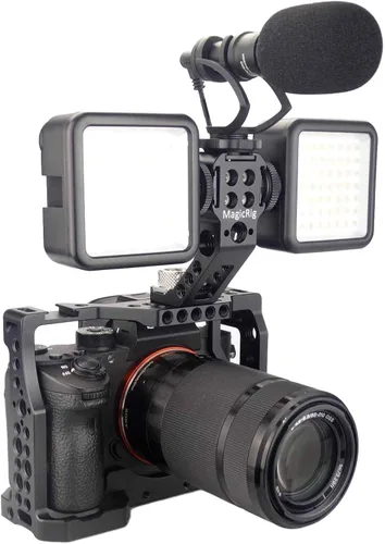 Miniatura 5 de A7iii / A7riii - Jaula de cámara completa y mango superior de localización ARRI, con 5 soportes de zapata fría, agujeros ARRI de 1/4 pulgadas y 3/8