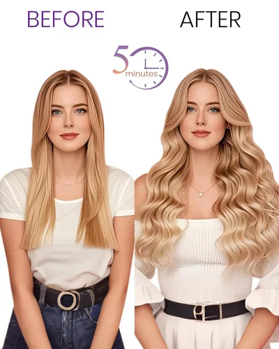 Miniatura 7 de LaaVoo Extensiones de Cabello con Clip Ombre Cabello Humano Real 16 Pulgadas Extensiones de Cabello Humano con Clip Marrón Oscuro a Marrón Caramelo