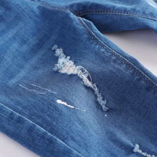 Miniatura 5 de KIDSCOOL SPACE Jeans rasgados para bebé, pantalones de mezclilla elásticos con cintura desgastada para niños pequeños
