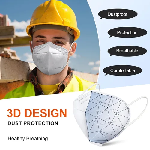Miniatura 4 de KN95 - Cubrebocas desechables para adultos, paquete de 100 mascarillas KN95 ajustables, protección de 5 capas, transpirable, cómodo, respirador