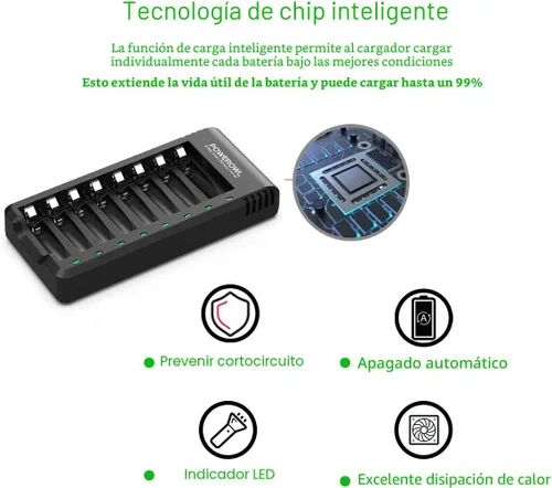 Miniatura 6 de Baterías AAA recargables con cargador, cargador de batería avanzado para celda individual, baterías AAA de alta capacidad y baja autodescarga Ni-MH