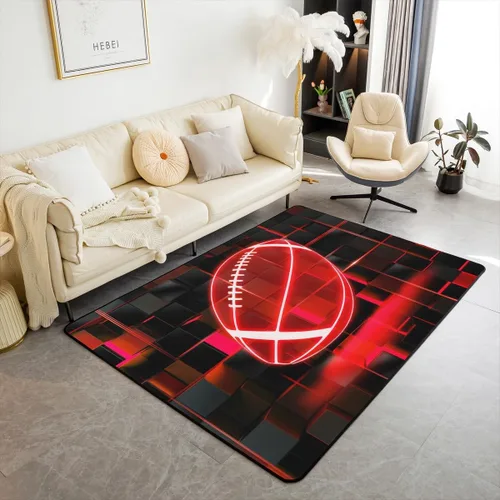 Miniatura 33 de Erosebridal Tapete de fútbol para interiores de 3 x 5 pulgadas, alfombra de fútbol neón para niños, adolescentes, hombres, brillantes, geométricas