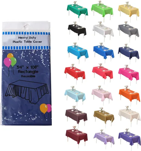 Miniatura 7 de Evershine - Mantel de plástico resistente y reutilizable, paquete de 12 unidades (redondo, 84 pulgadas, aguamarina)