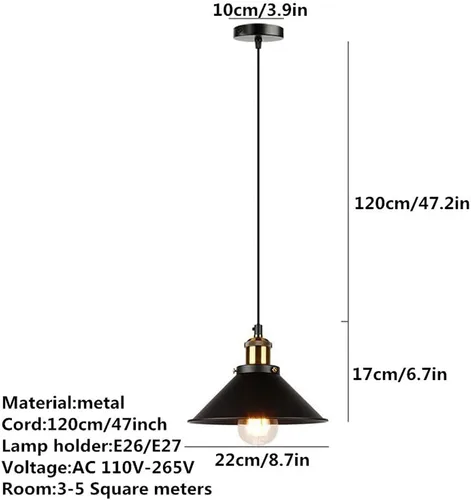 Miniatura 5 de Siet Lámpara colgante industrial estilo loft vintage, mini candelabro retro E27, iluminación de isla de cocina, iluminación Edison para el hogar