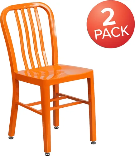 Miniatura 4 de Flash Furniture Gael - Juego de 2 sillas de metal naranja para interiores y exteriores de grado comercial